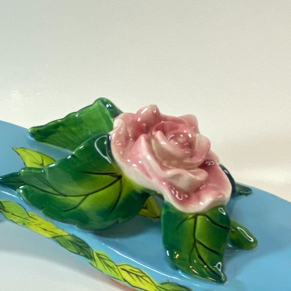 Ceramic Tea Light Candle Holder Summer Sandal Flower Bling - Picture 3 of 9